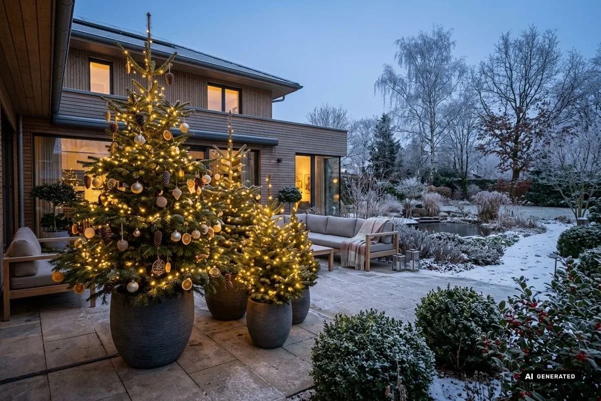 10 Ideen für einen Weihnachtsbaum im Garten oder auf der Terrasse – Titelbild