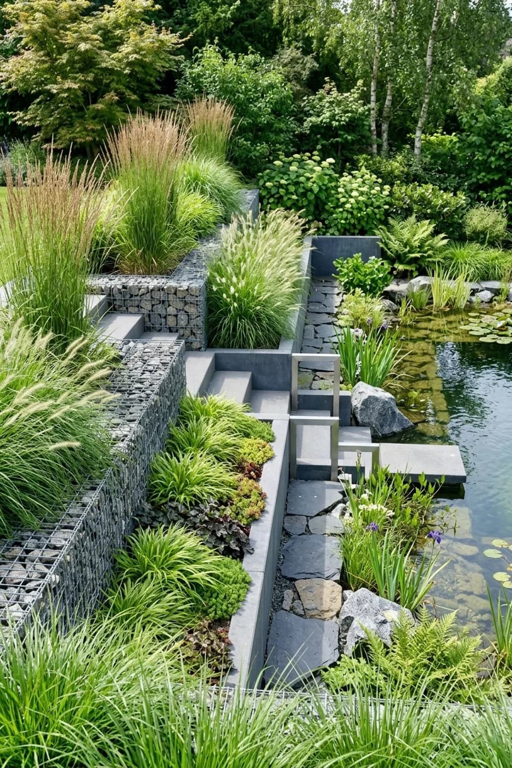 Der moderne Stufengarten: Klare Linien und Gräser – Abgestufter Garten: 7 schöne Ideen