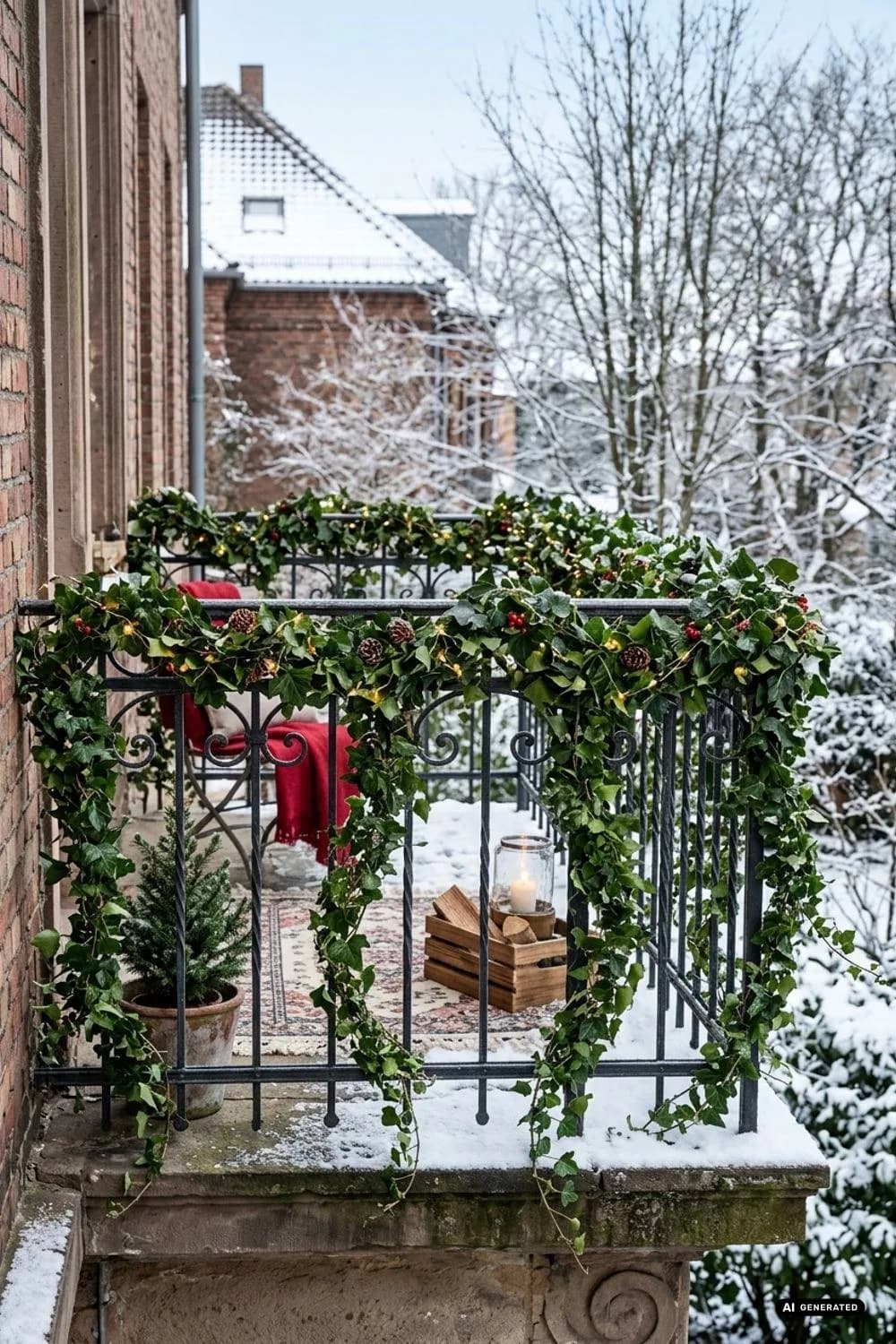 Efeugirlanden am Geländer: Immergrüne Eleganz – 20 Ideen für einen weihnachtlichen Balkon – klein, aber festlich