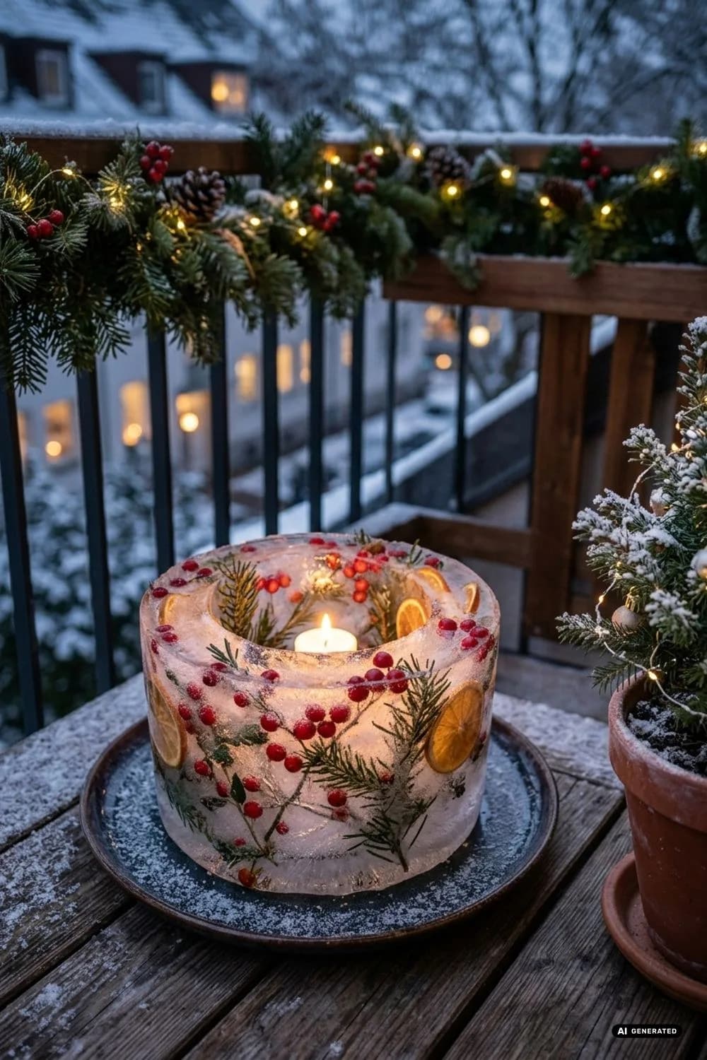 Eislaternen: Magische Lichter aus Eis – 20 Ideen für einen weihnachtlichen Balkon – klein, aber festlich