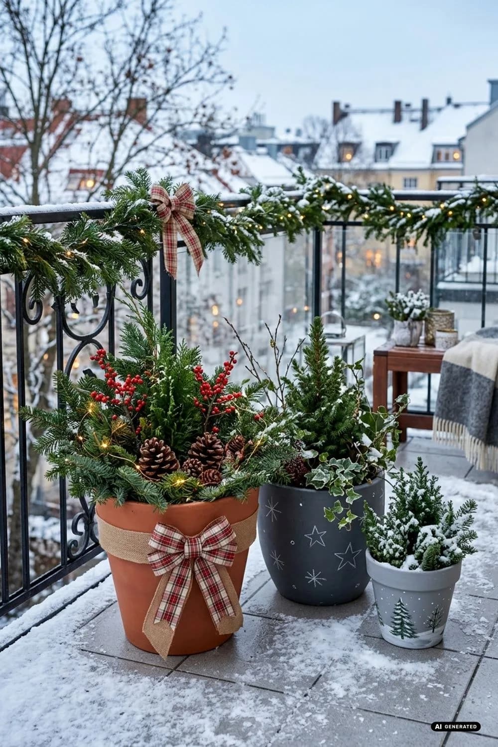 Frostsichere Töpfe gestalten: Individuelle Akzente – 20 Ideen für einen weihnachtlichen Balkon – klein, aber festlich