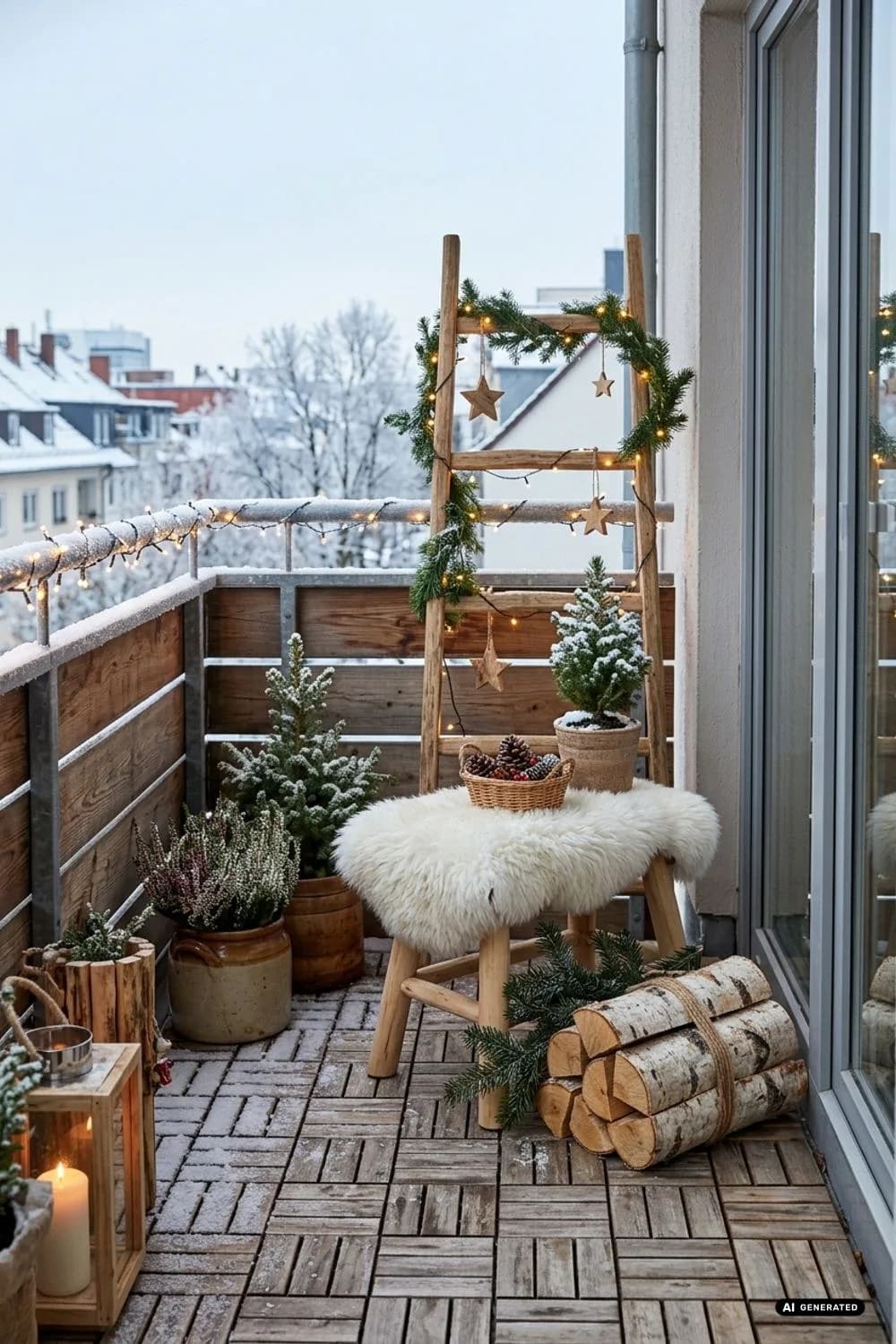 Holz-Elemente: Rustikaler Charme und Wärme – 20 Ideen für einen weihnachtlichen Balkon – klein, aber festlich