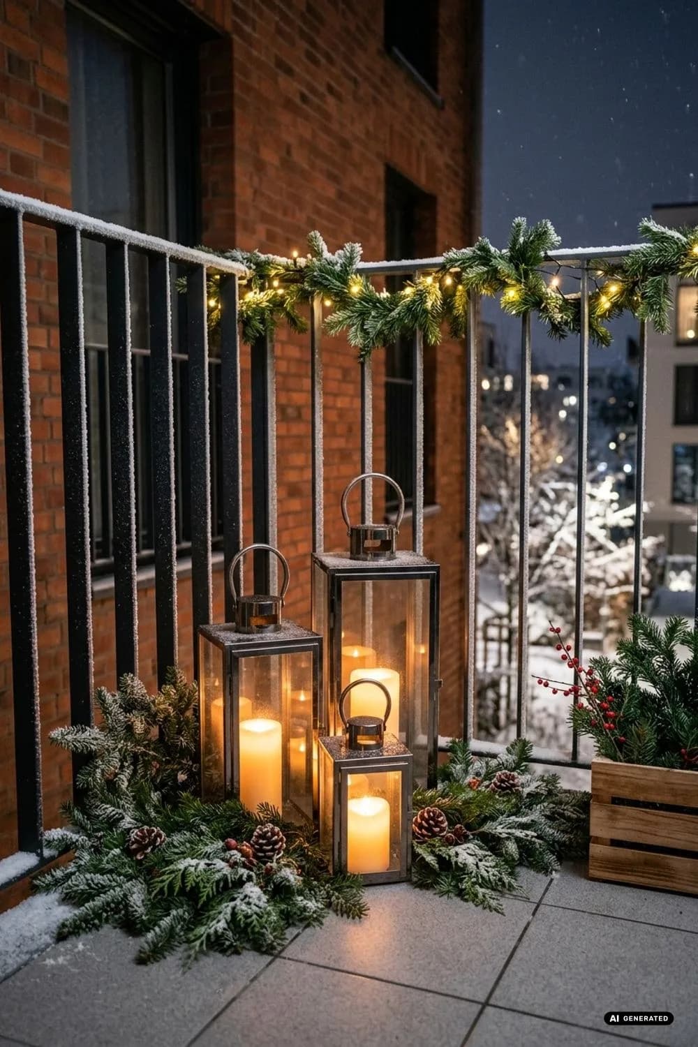 Laternen mit LED-Kerzen: Flackernde Gemütlichkeit – 20 Ideen für einen weihnachtlichen Balkon – klein, aber festlich