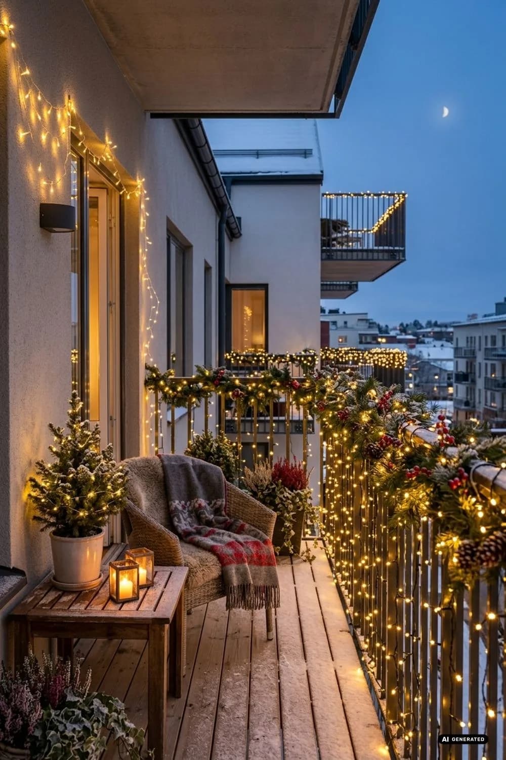 Lichterketten: Der Klassiker für warmes Licht – 20 Ideen für einen weihnachtlichen Balkon – klein, aber festlich