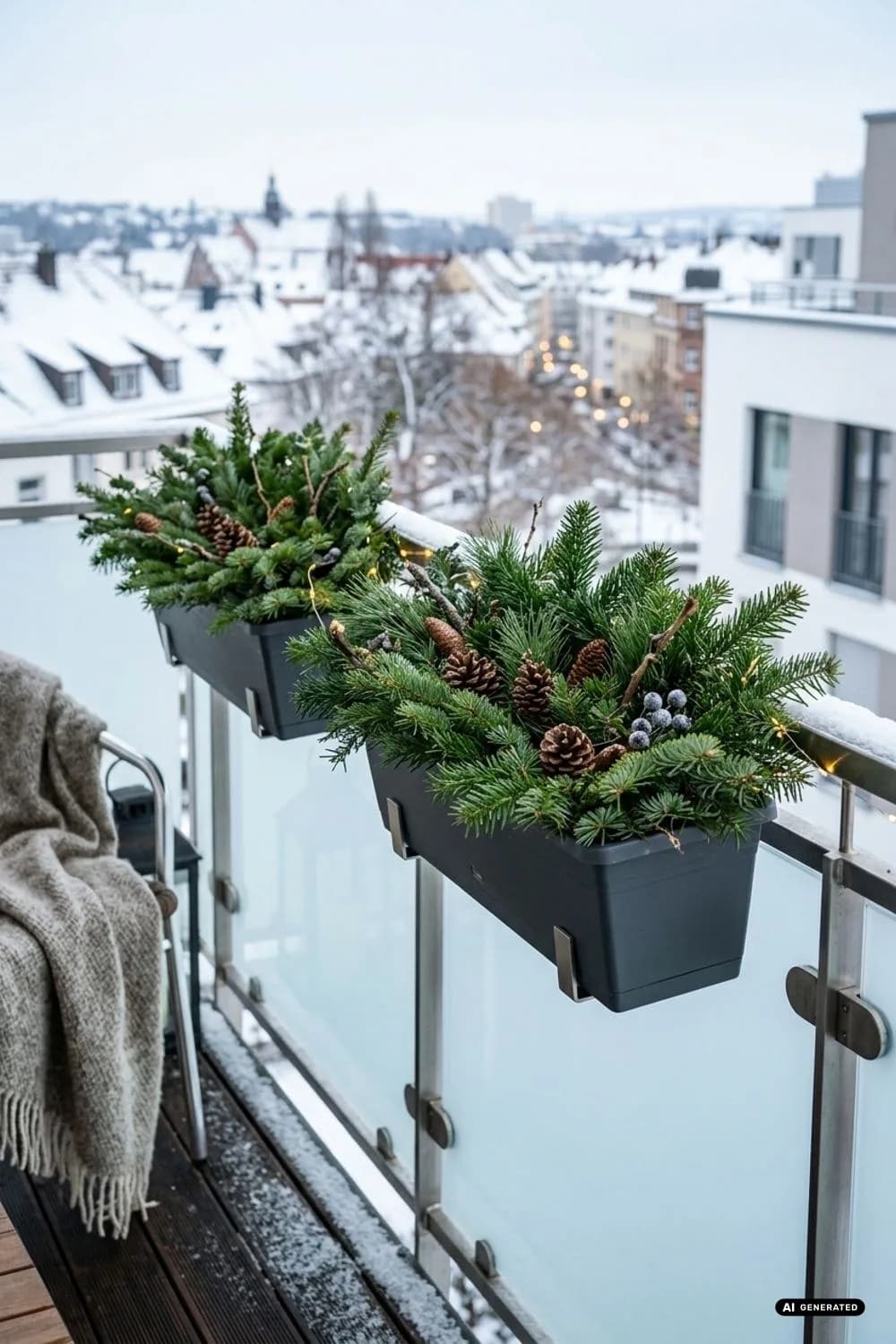Tannengrün in Balkonkästen: Der Duft des Waldes – 20 Ideen für einen weihnachtlichen Balkon – klein, aber festlich