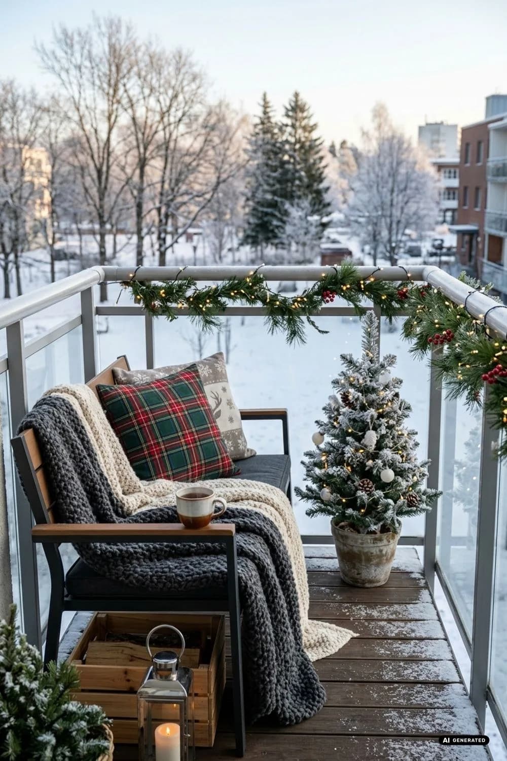 Wetterfeste Kissen und Decken: Gemütlichkeit zum Anfassen – 20 Ideen für einen weihnachtlichen Balkon – klein, aber festlich