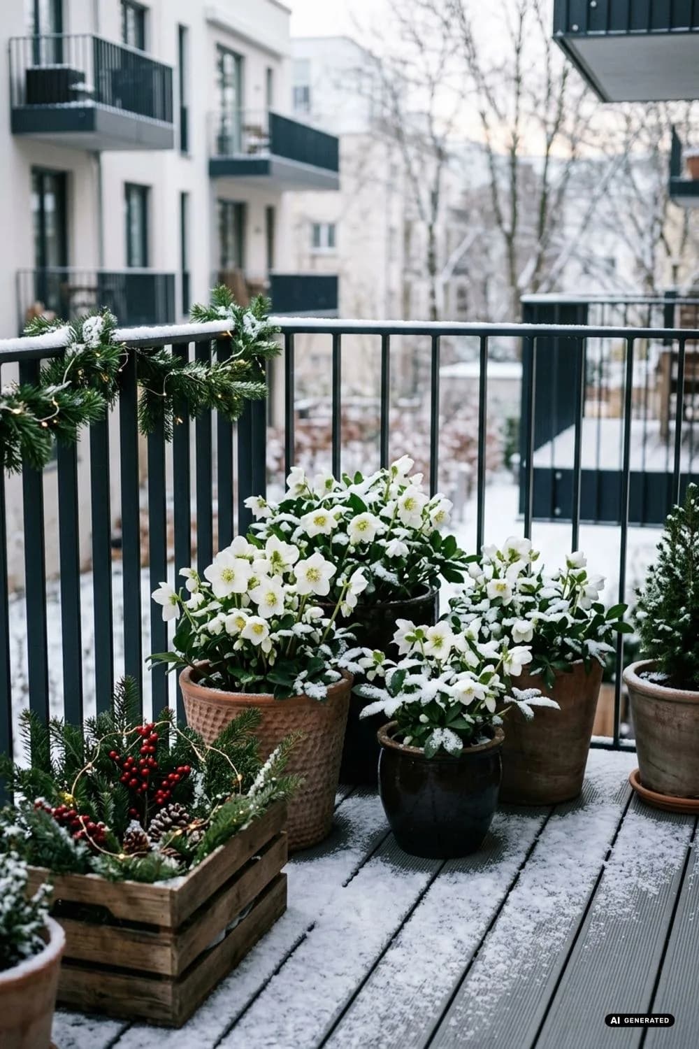 Winterharte Christrosen: Elegante Blüten im Schnee – 20 Ideen für einen weihnachtlichen Balkon – klein, aber festlich