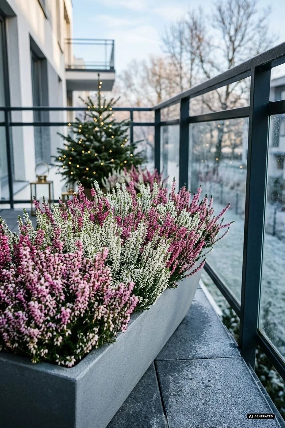 Winterheide: Ein Blütenteppich in Rosa und Weiß – 20 Ideen für einen weihnachtlichen Balkon – klein, aber festlich