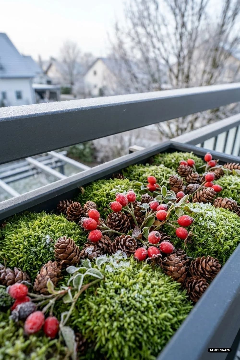 Naturschätze als Bodendecker: Moos, Zapfen und Hagebutten – 12 Ideen für Balkonkästen im Winter (ohne Blüten, trotzdem schön)