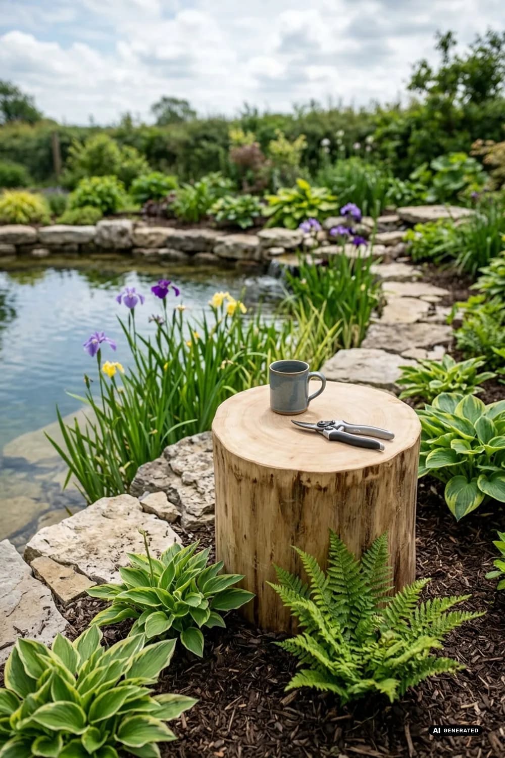 Rustikaler Beistelltisch: Praktische Eleganz im Freien – Baumstamm im Garten dekorieren: 9 schöne Ideen