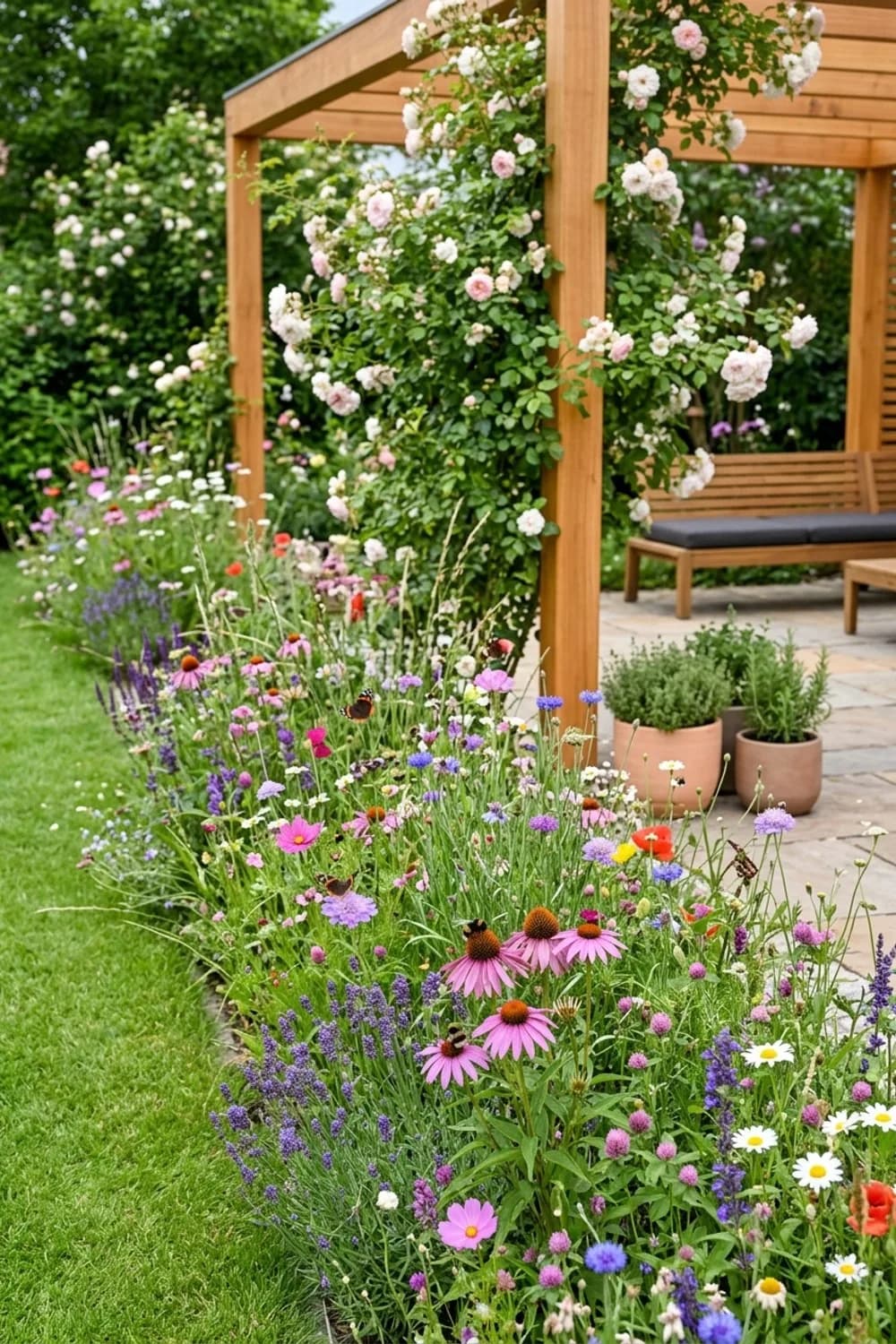 Eine wilde Blumenwiese statt Rasen: Ein Paradies für Bienen und dich – Boho-Garten gestalten: 8 schöne Ideen