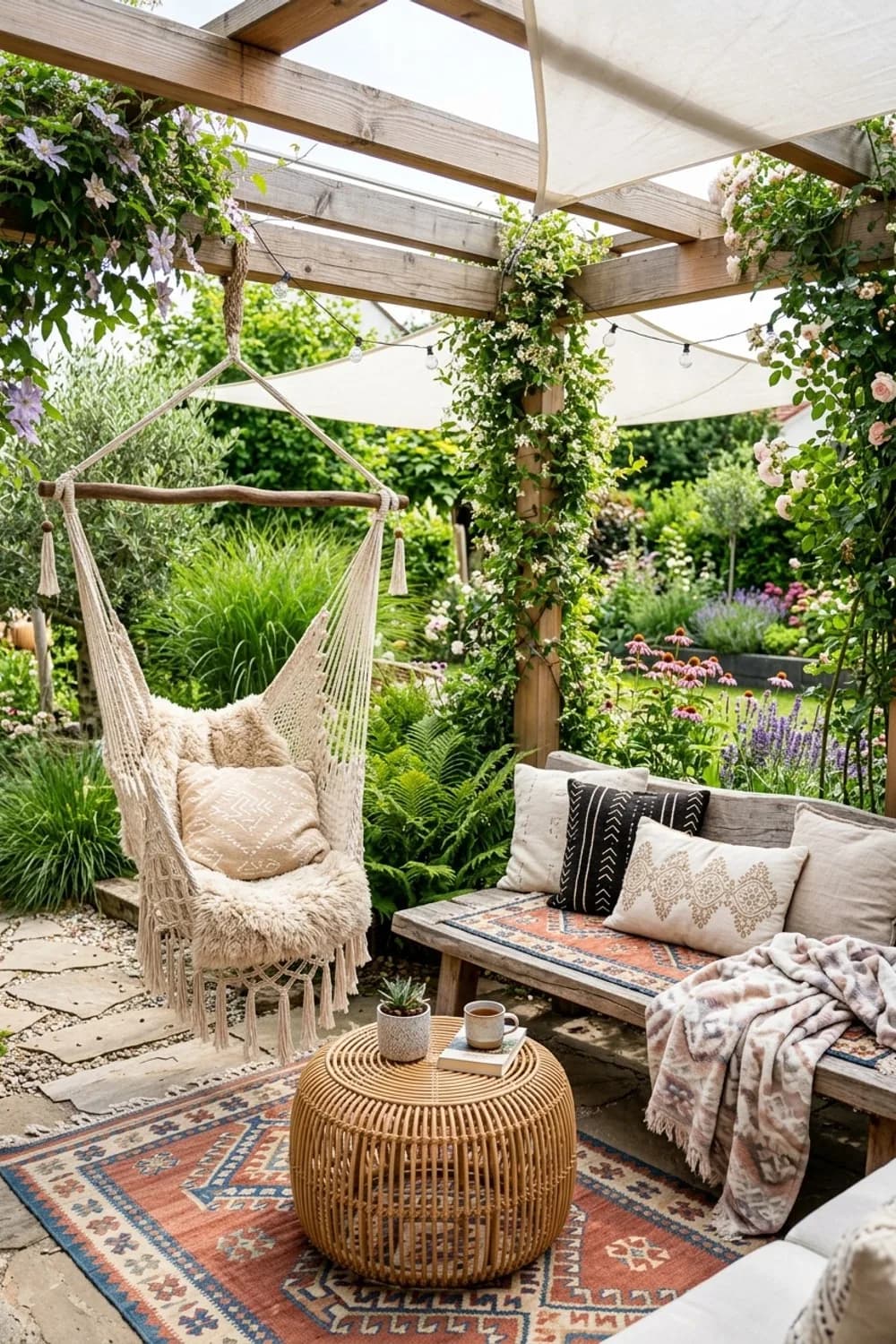 Gemütliche Sitzecken aus Naturmaterialien: Dein Outdoor-Wohnzimmer – Boho-Garten gestalten: 8 schöne Ideen