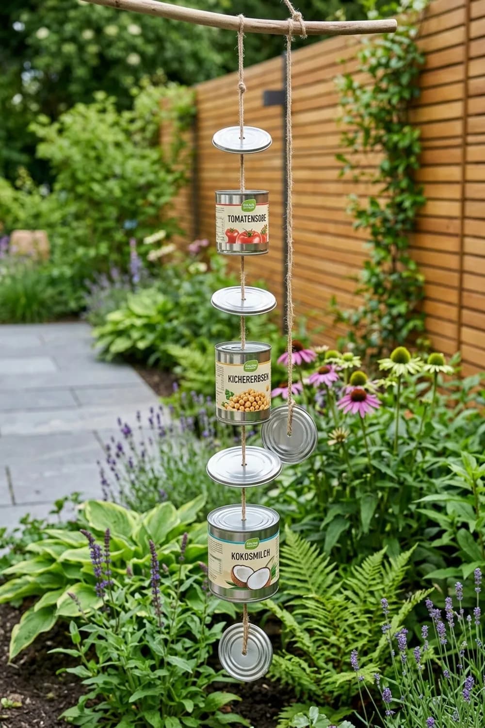 Rustikales Windspiel: Sanfte Klänge für den Garten – Dosen-Upcycling im Garten: 10 kreative Ideen