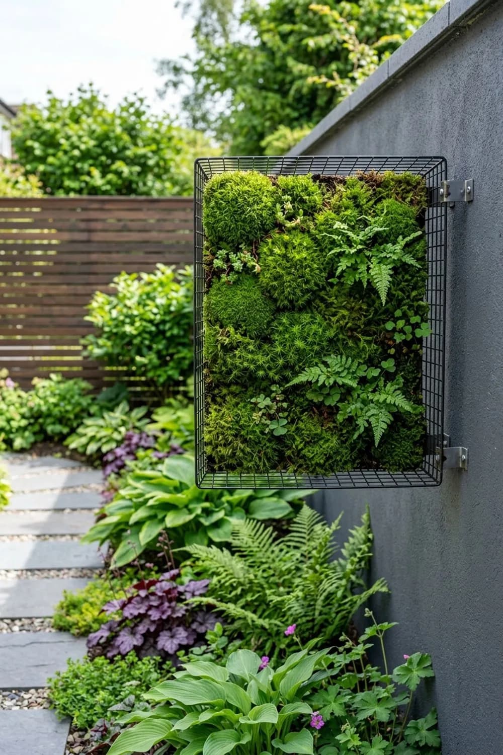 Vertikaler Garten: Ein Moosbild für die Wand – Drahtkorb dekorieren für den Garten: 11 schöne Ideen