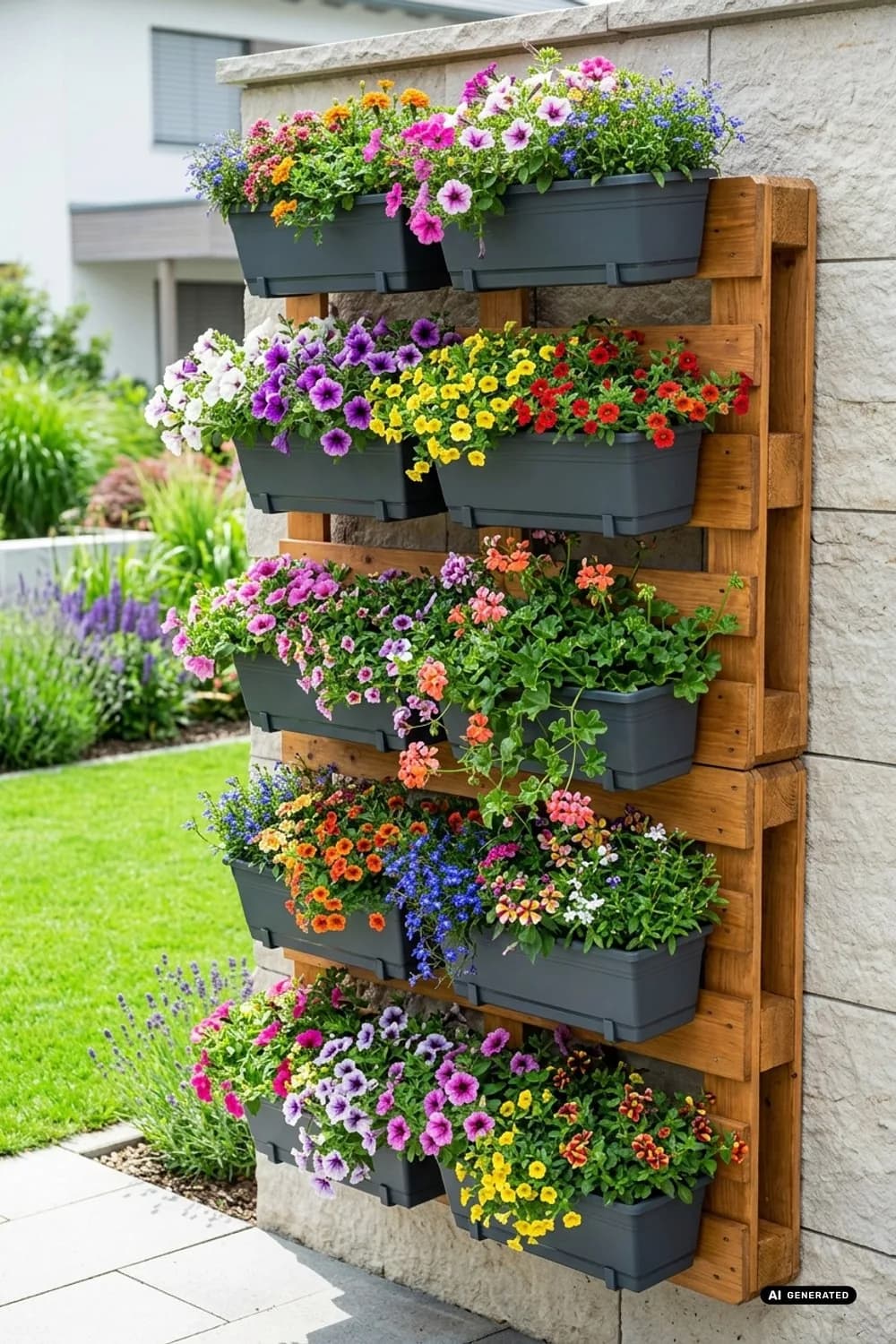 Die Blumenkasten-Wand: Ein farbenfrohes Blütenmeer – Europaletten auf dem Balkon: 8 kreative Ideen