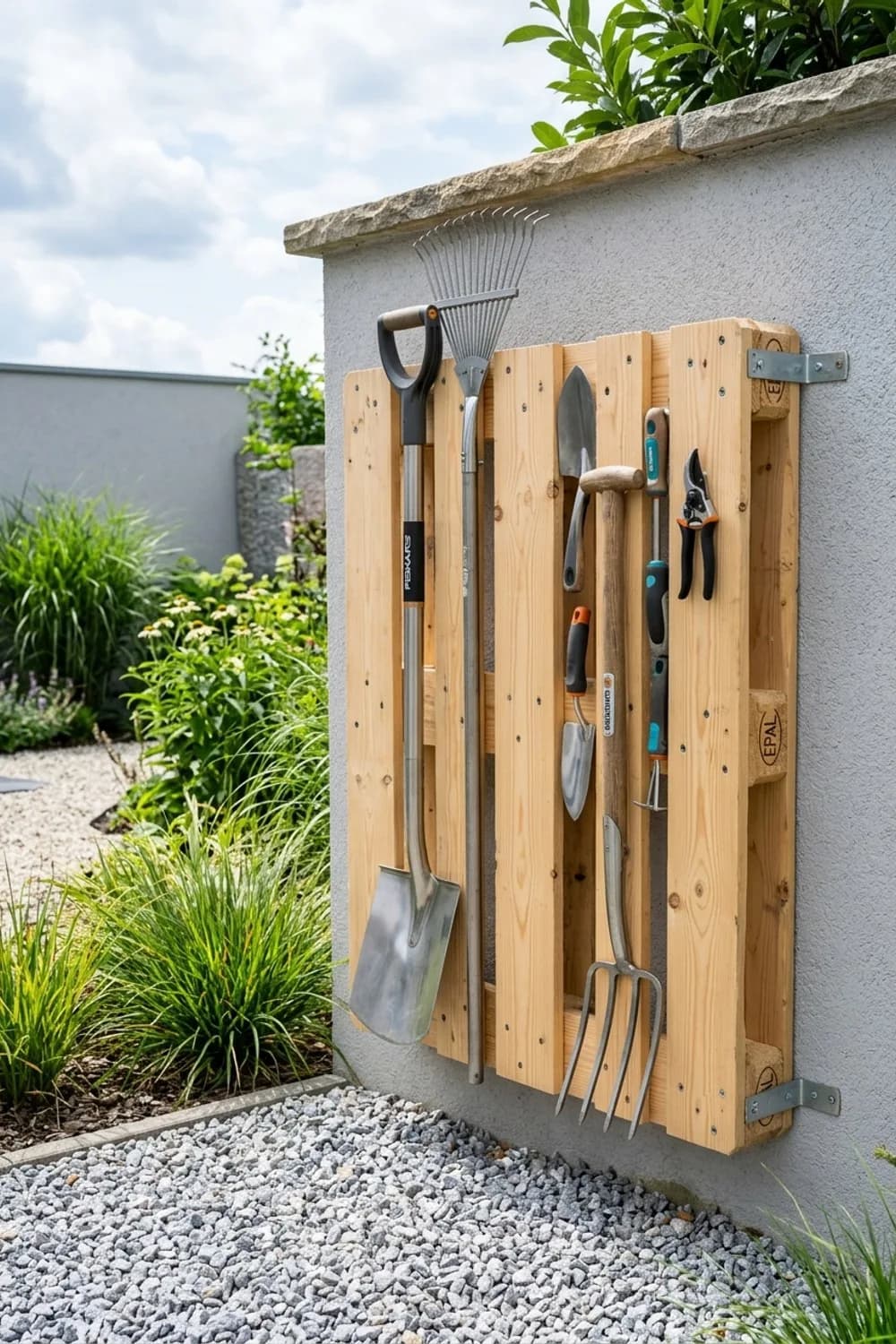 Die praktische Werkzeugwand: Ordnung für Gartengeräte – Europaletten-Ideen für den Garten: 11 kreative Projekte