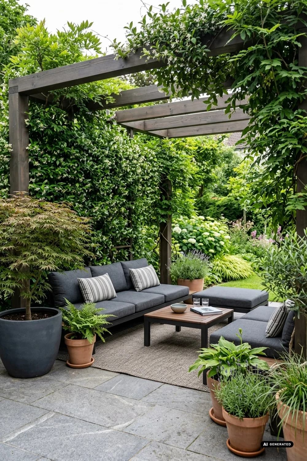 Pergola mit Kletterpflanzen: Ein grünes Zimmer im Freien – Garten-Abtrennung Ideen: 9 schöne Inspirationen