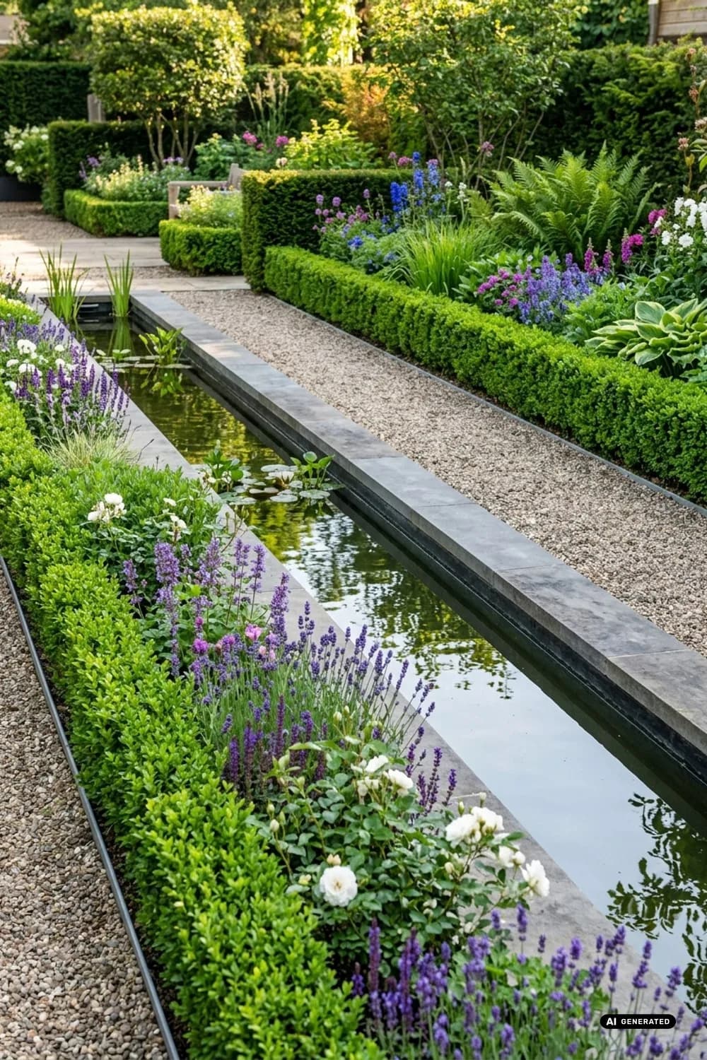 Schmale Wasserbecken: Die sanfte Grenze aus Wasser – Garten-Abtrennung Ideen: 9 schöne Inspirationen