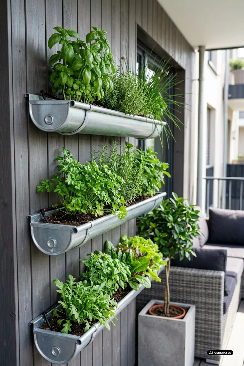 Vertikaler Garten aus Regenrinnen: Frische Kräuter auf kleinstem Raum – Garten-DIY-Ideen: 9 kreative Projekte