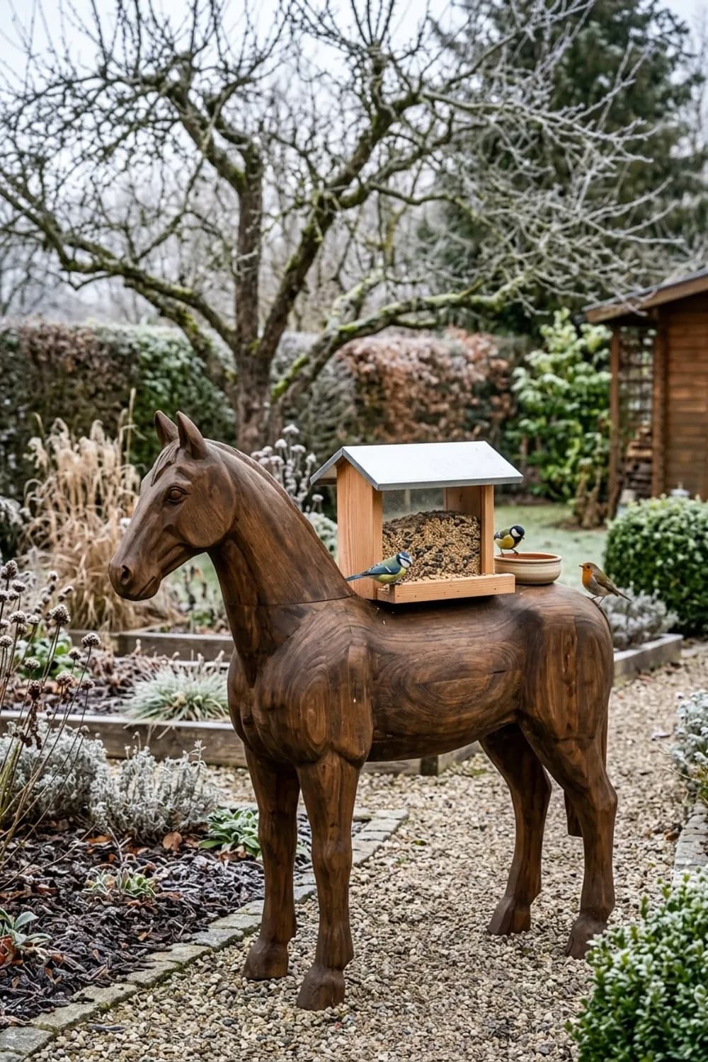 Futterstation für Vögel: Der gefiederte Treffpunkt – Holzpferd im Garten: 10 schöne Ideen