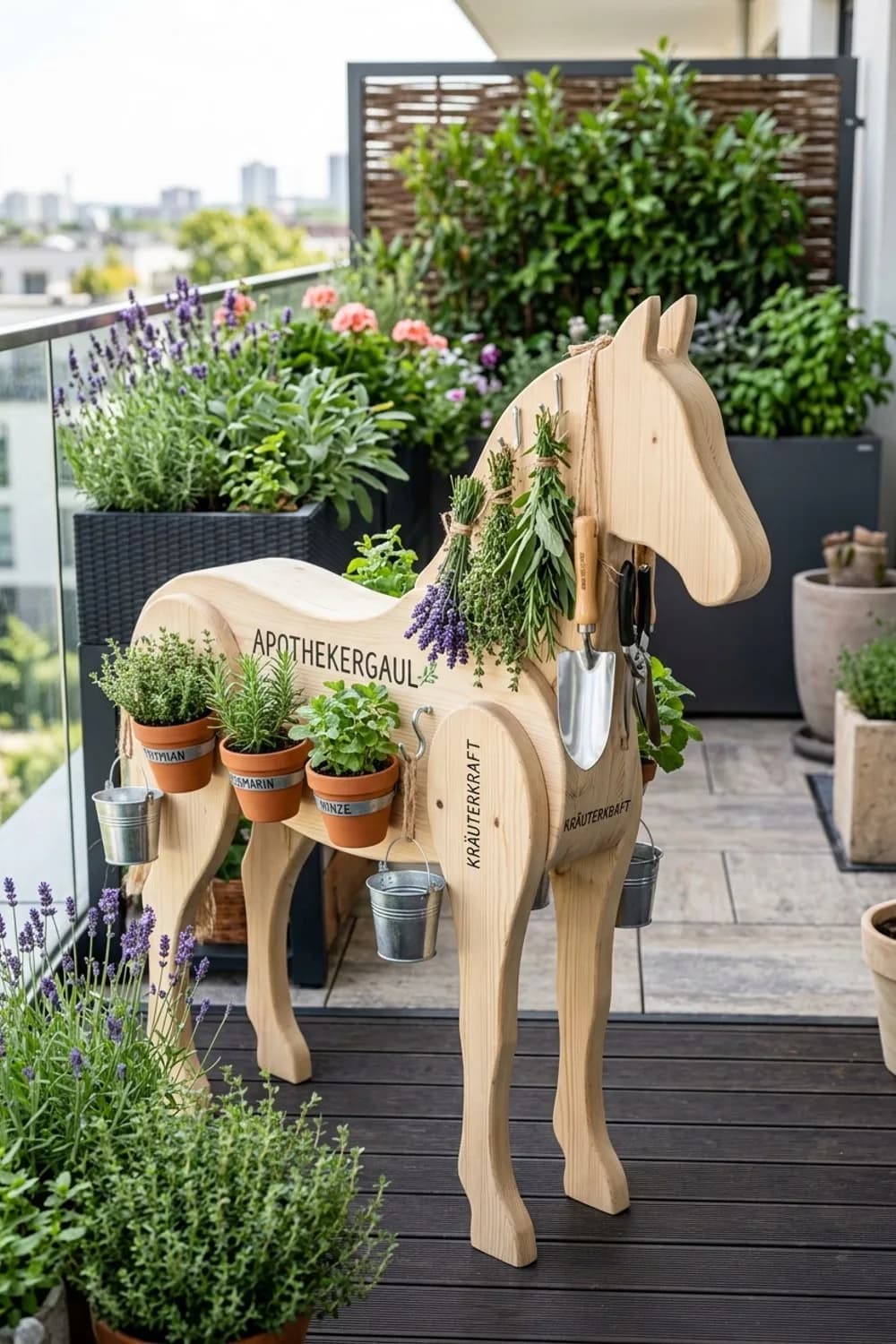 Rustikaler Kräutergarten: Der duftende Apothekergaul – Holzpferd im Garten: 10 schöne Ideen