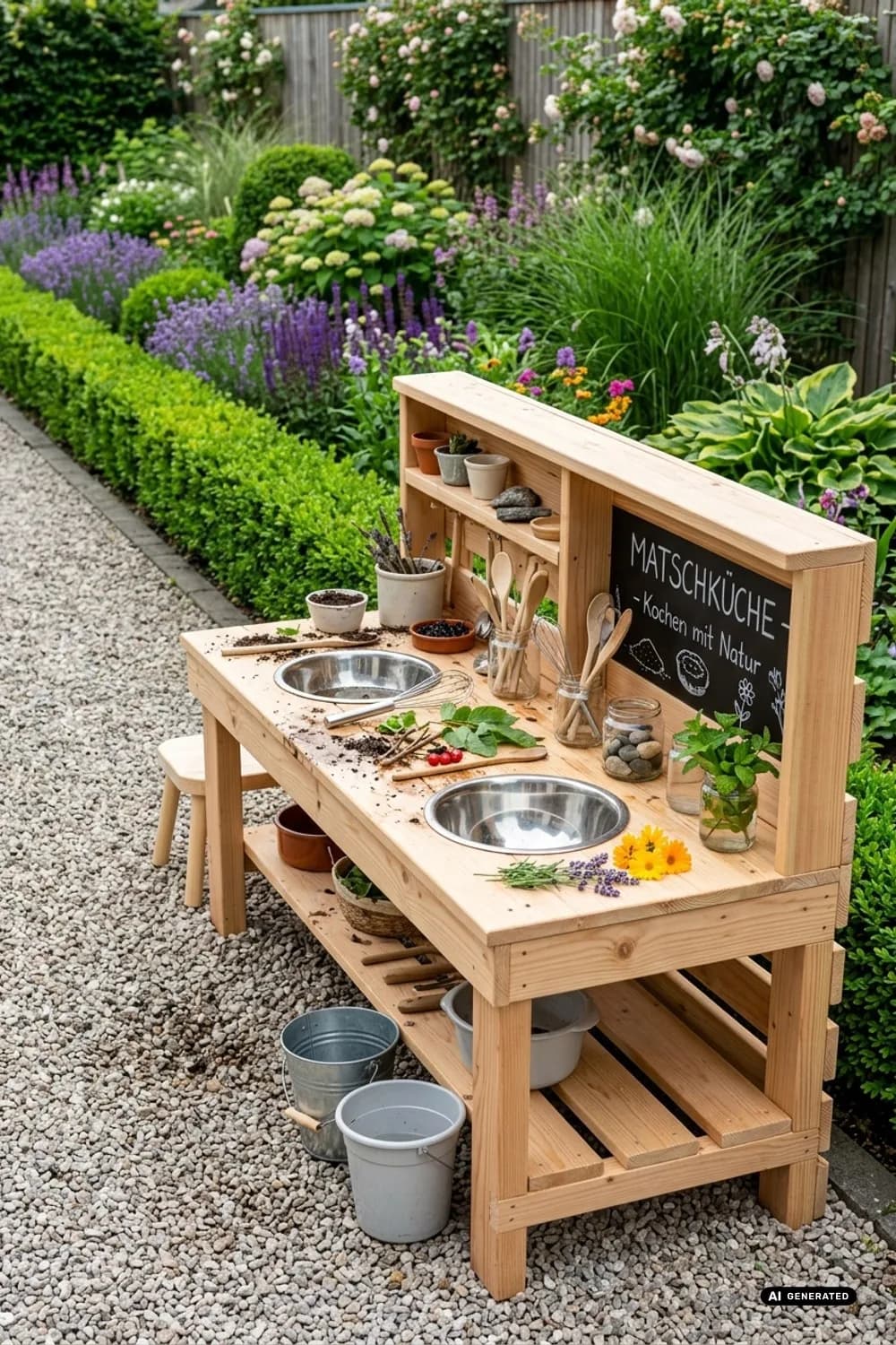 Die Matschküche: Kreatives Kochen mit Naturmaterialien – Kinderbereich im Garten: 8 schöne Ideen