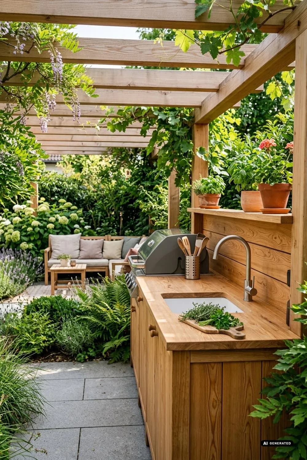 Die Holzküche mit Pergola: Natürliche Gemütlichkeit – Gartenküche: 9 schöne Ideen
