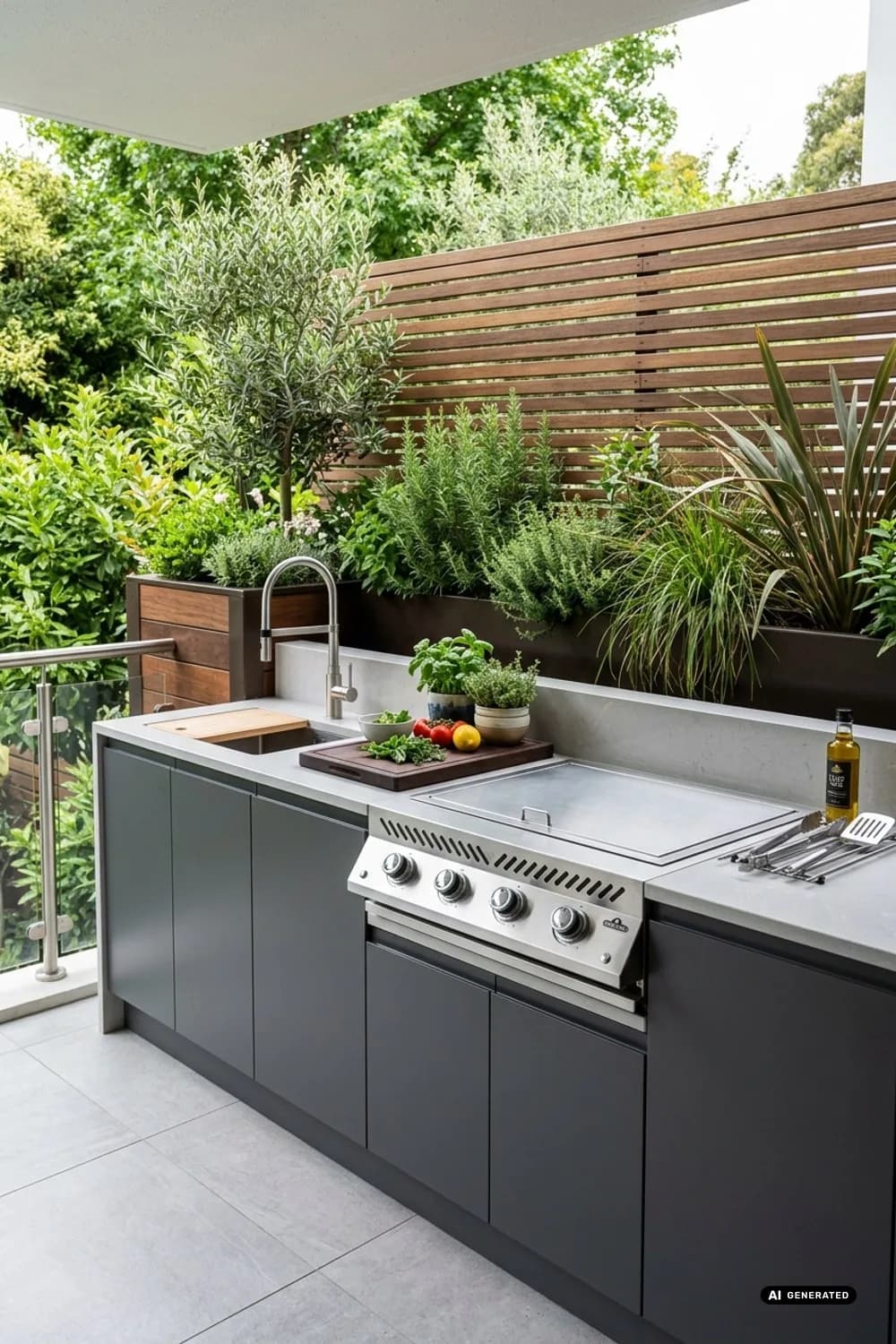 Die komplette Außenküche mit Spüle und Kühlschrank: Luxus pur – Gartenküche: 9 schöne Ideen