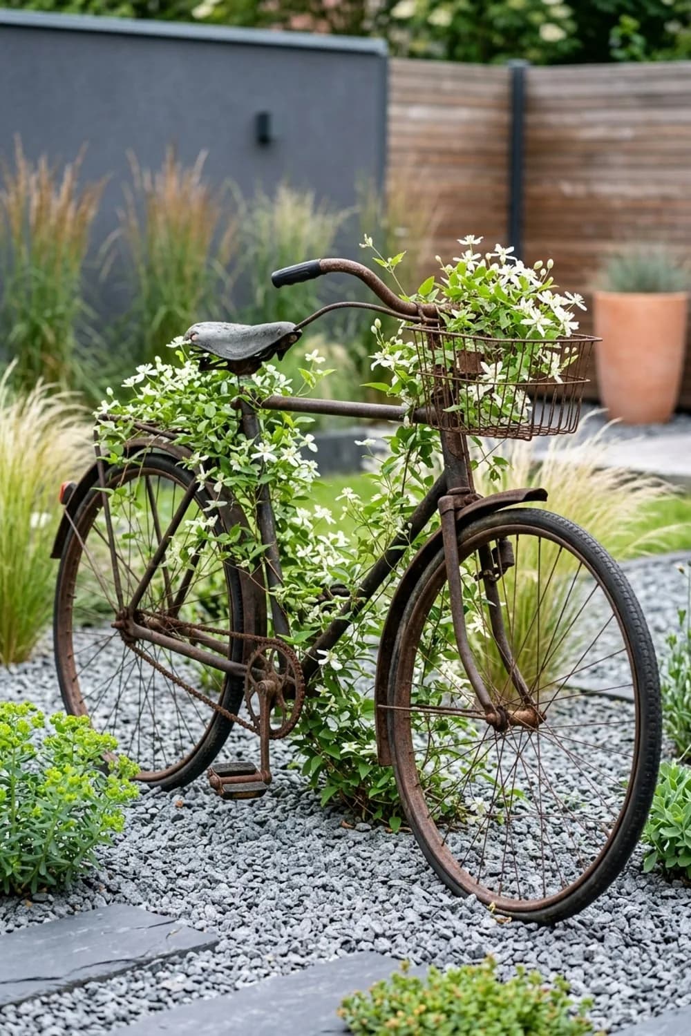 Altes Fahrrad: Eine nostalgische Rankhilfe und Gartenskulptur – Garten-Upcycling: 7 kreative Ideen