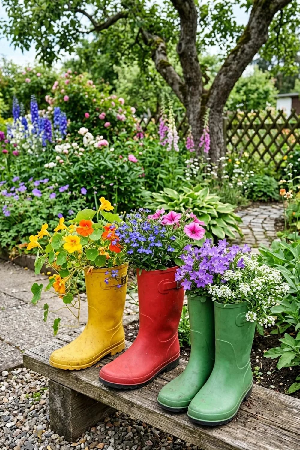 Ausgediente Gummistiefel: Bunte Pflanzgefäße für den Farbtupfer – Garten-Upcycling: 7 kreative Ideen