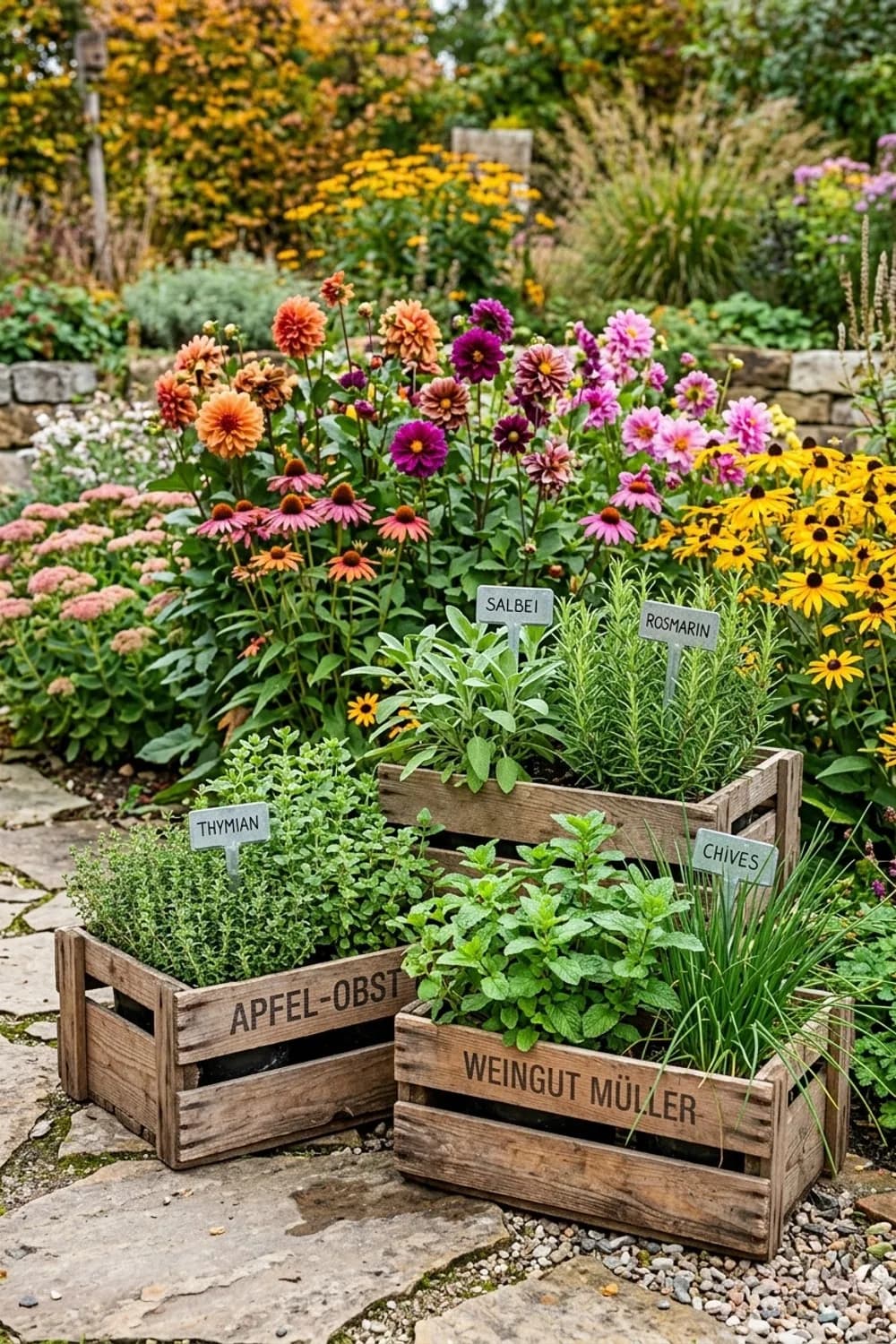 Obst- und Weinkisten: Rustikaler Charme für den Kräutergarten – Garten-Upcycling: 7 kreative Ideen