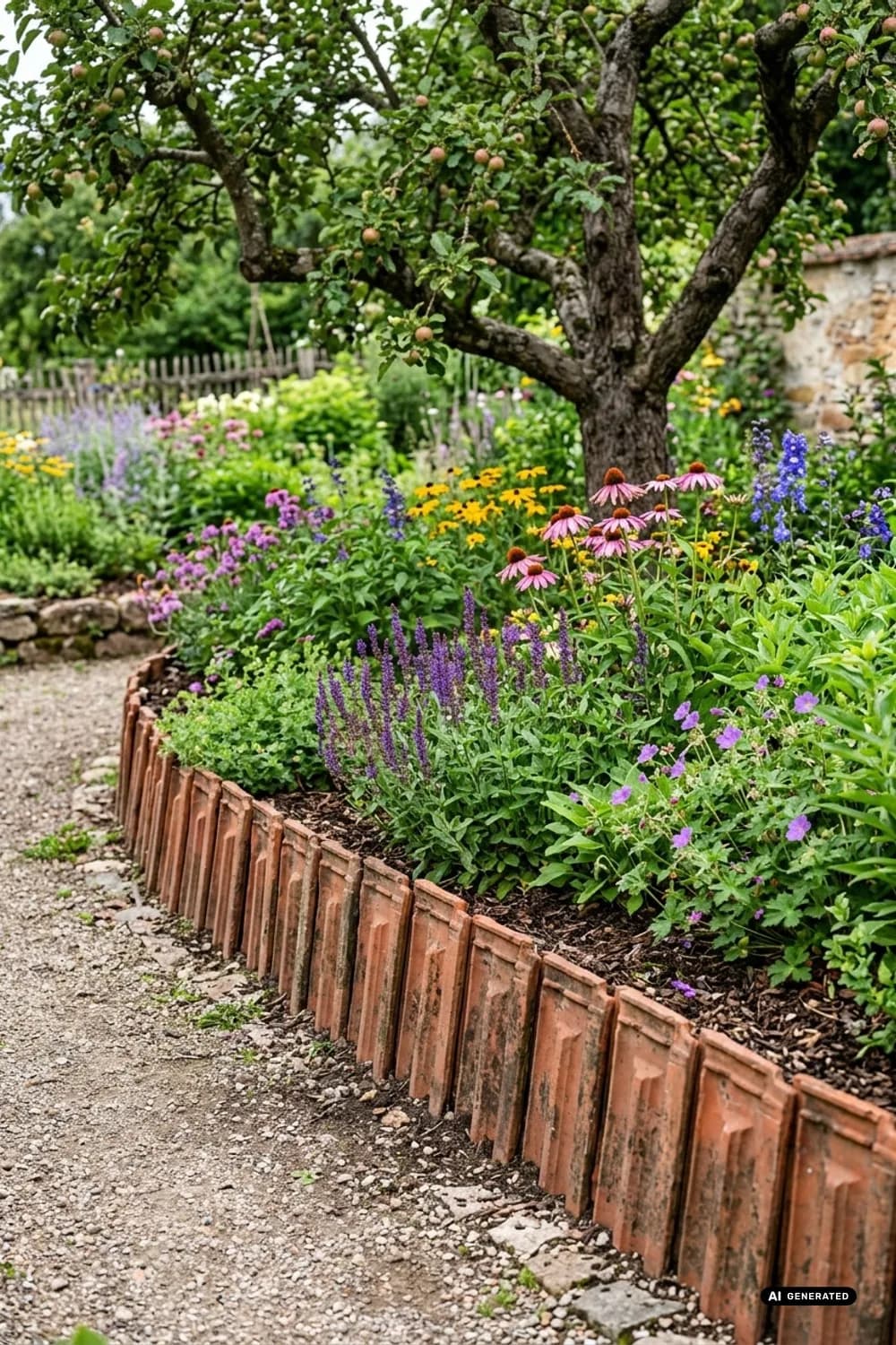 Beeteinfassung: Rustikaler Charme für deine Blumenbeete – Dachziegel als Deko im Garten: 11 kreative Ideen