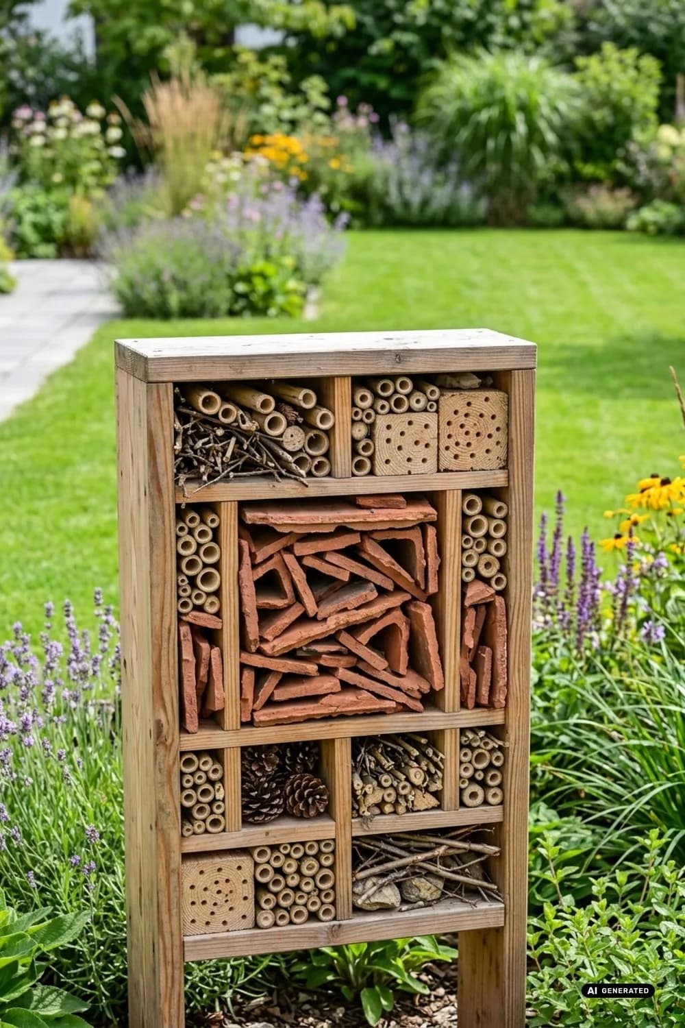 Insektenhotel: Ein Zuhause für Wildbienen und Nützlinge – Dachziegel als Deko im Garten: 11 kreative Ideen