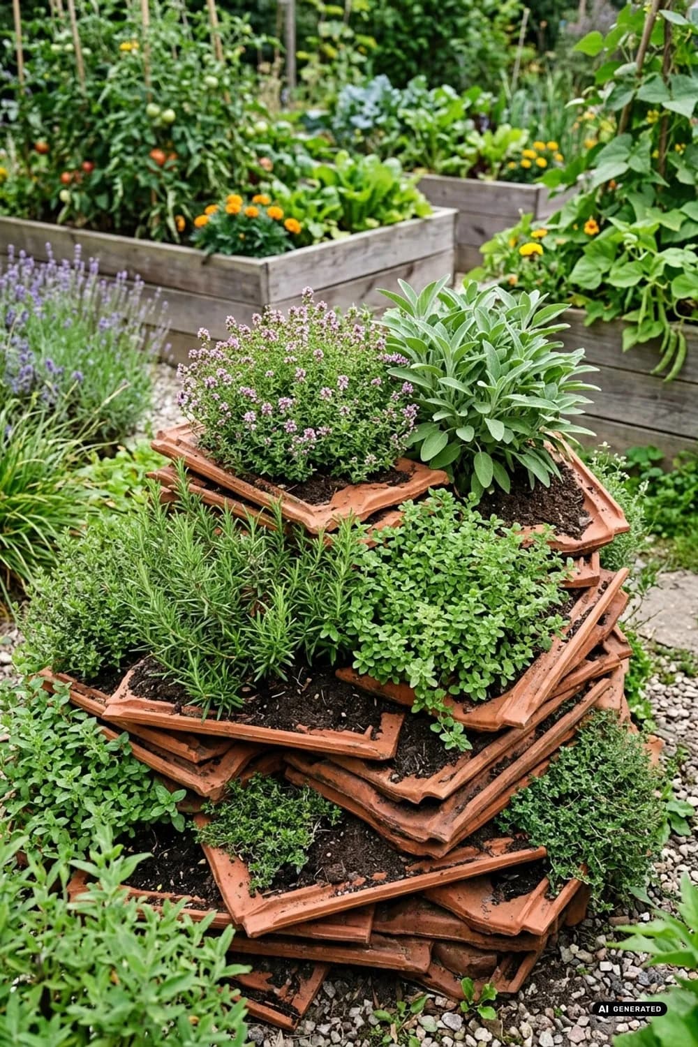 Kräuterspirale: Ein Paradies für Thymian, Salbei & Co. – Dachziegel als Deko im Garten: 11 kreative Ideen