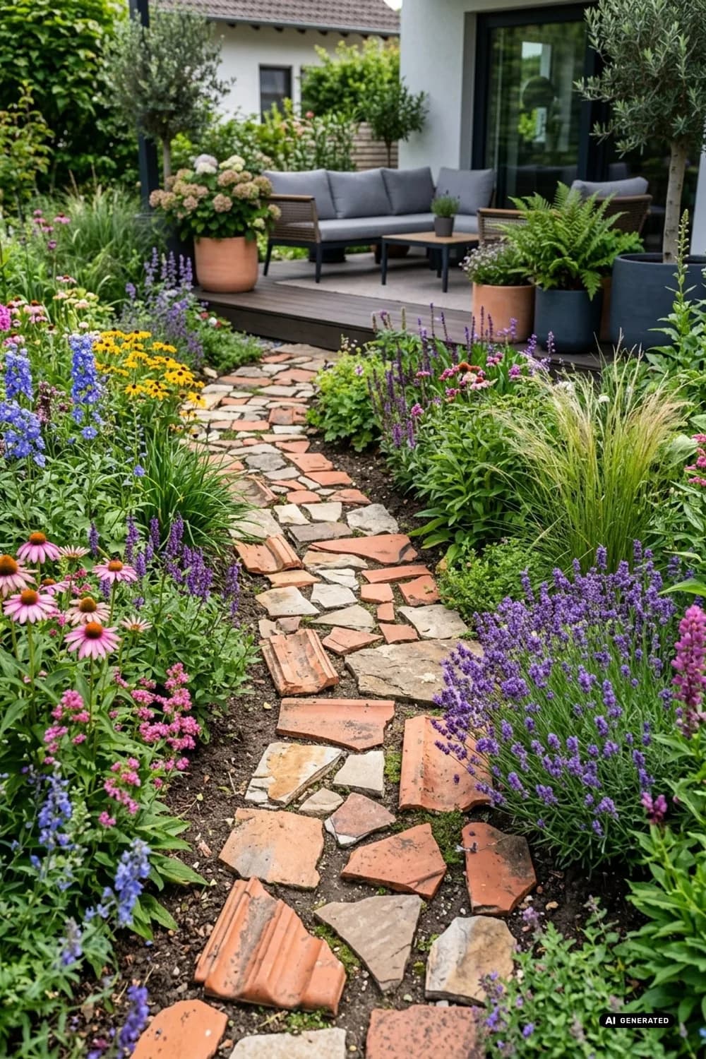 Trittsteine: Ein malerischer Pfad durch den Garten – Dachziegel als Deko im Garten: 11 kreative Ideen