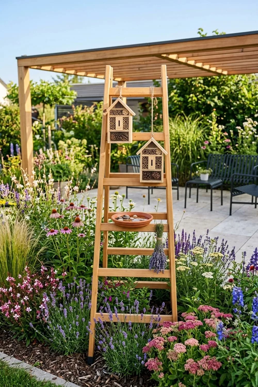 Das Insektenhotel und Vogel-Paradies: Ein Beitrag zur Artenvielfalt – Leiter als Deko im Garten: 7 schöne Ideen