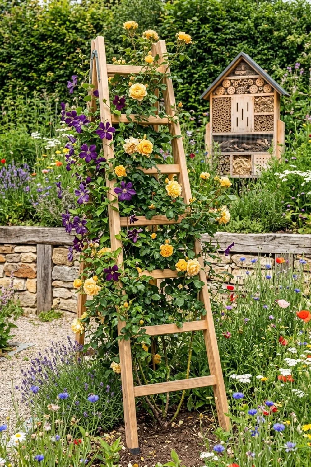 Die romantische Rankhilfe: Kletterpflanzen kunstvoll in Szene setzen – Leiter als Deko im Garten: 7 schöne Ideen
