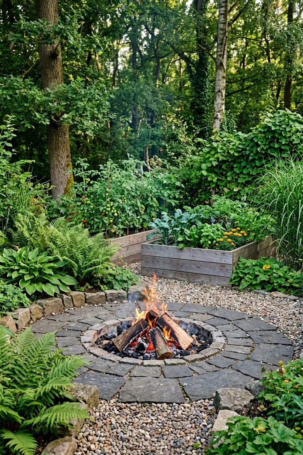 Die naturnahe Waldlichtung: Umgeben von Grün – Feuerstelle mit Sitzecke im Garten: 10 Ideen