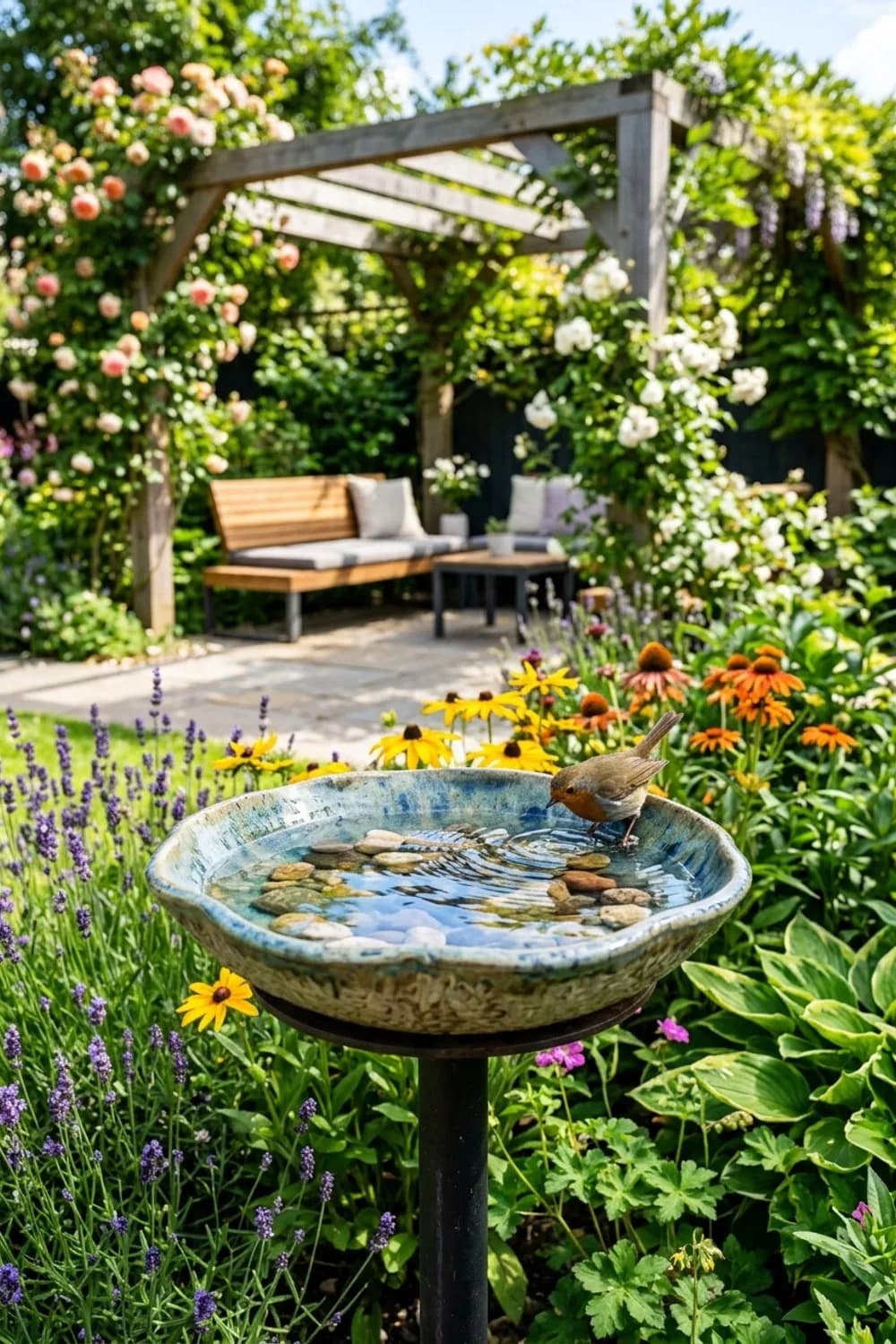 Keramische Vogeltränke: Ein Paradies für gefiederte Freunde – Keramik-Deko im Garten: 8 schöne Ideen