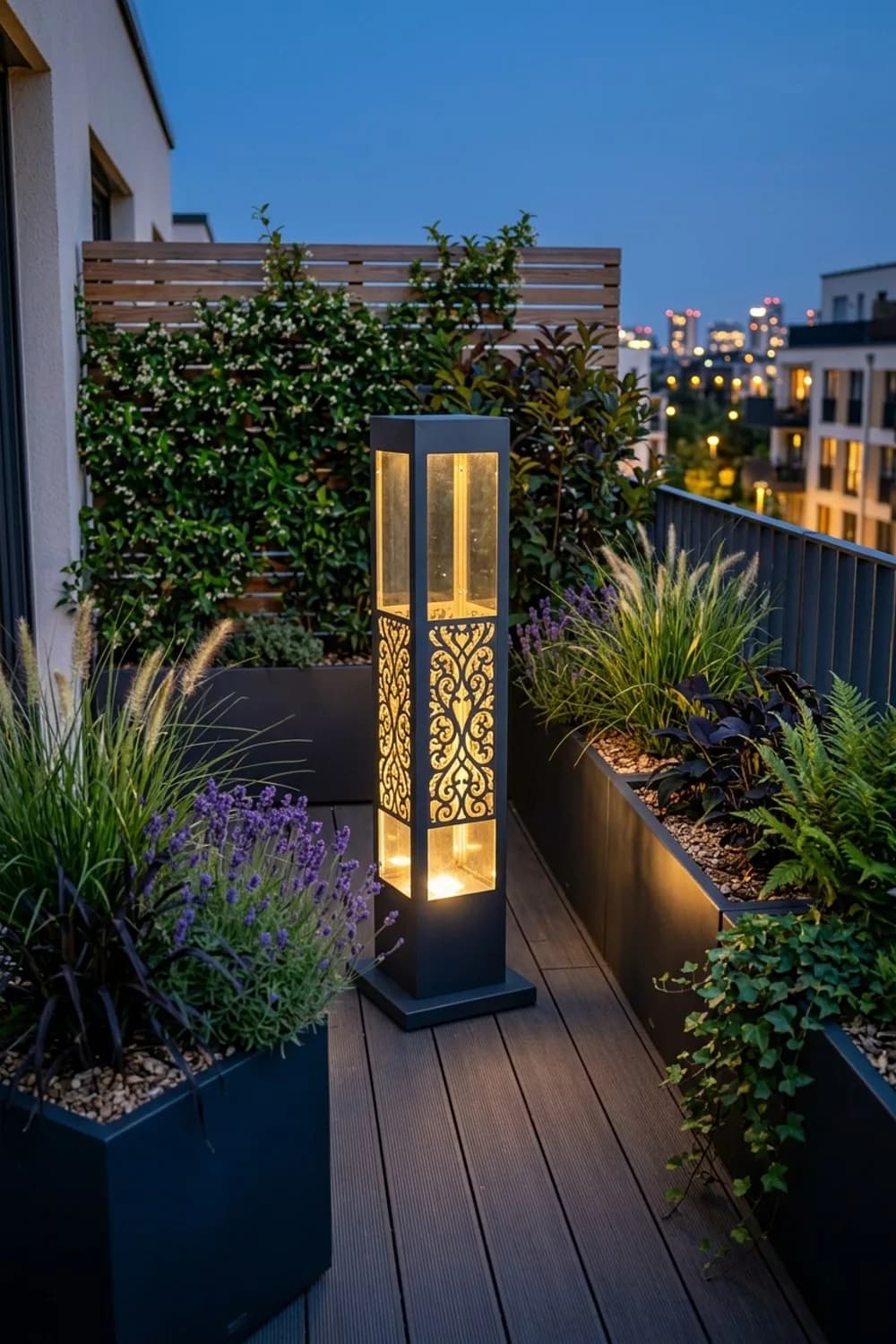 Beleuchtete Stele: Magische Atmosphäre nach Sonnenuntergang – Steelen im Garten: 10 schöne Ideen