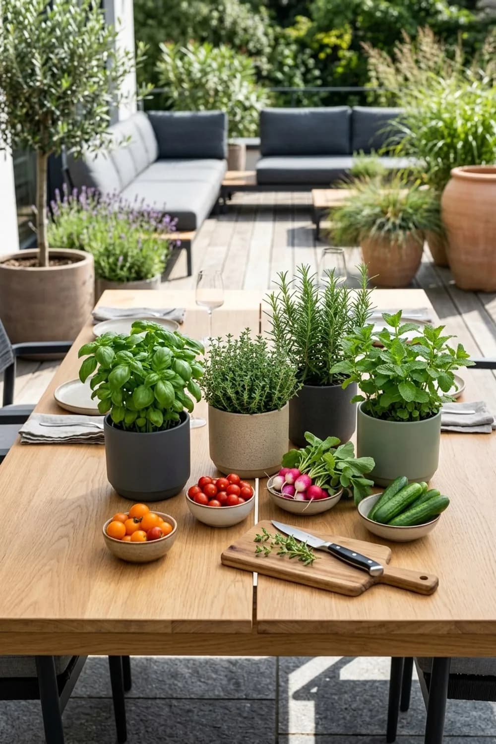 Essbare Schönheit: Kräuter und Gemüse als Deko-Stars – Tischdeko im Garten: 7 schöne Ideen
