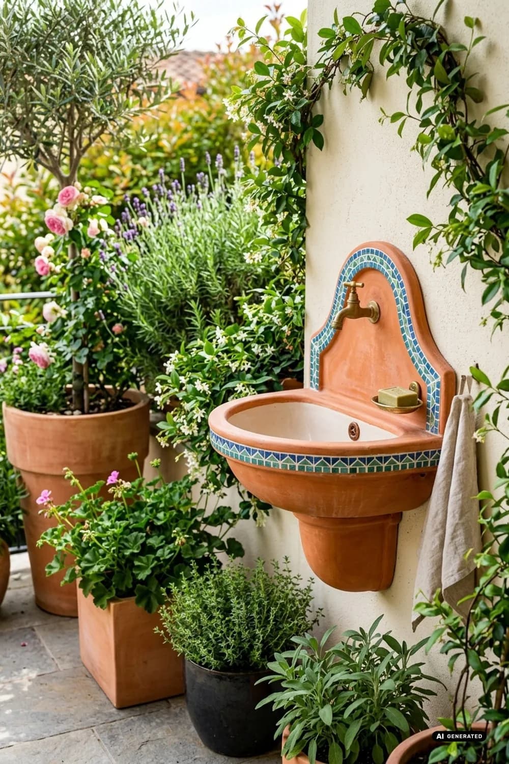 Mediterranes Flair: Das Terrakotta-Gartenwaschbecken – Waschbecken Garten: 7 schöne Ideen