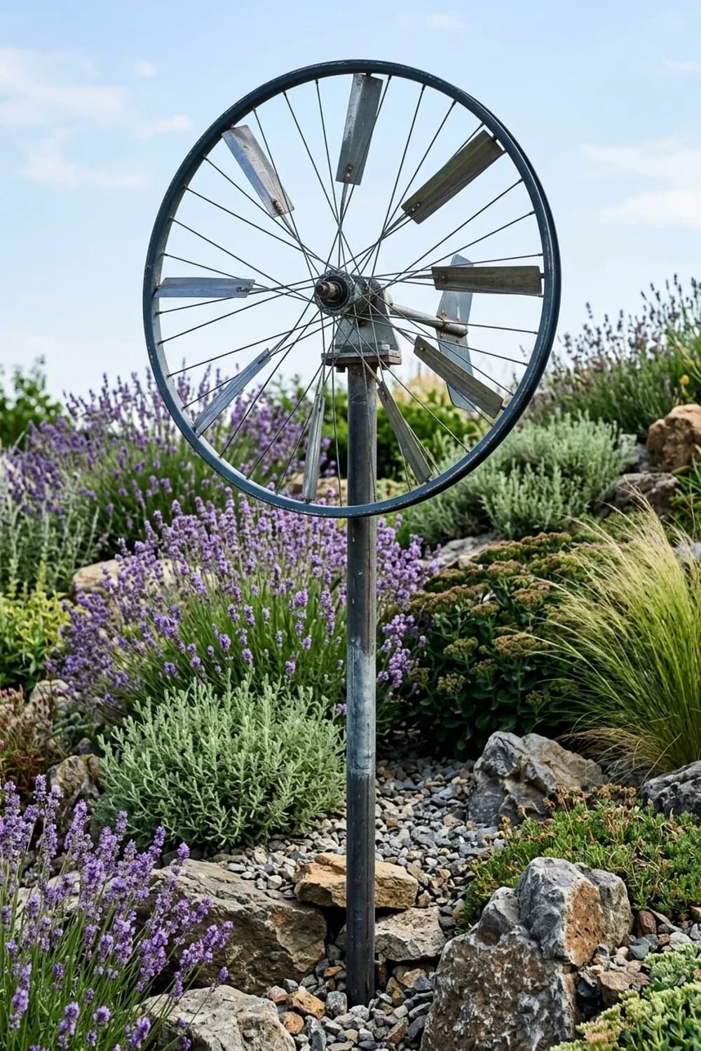 Fahrradfelge: Das imposante Statement für große Gärten – Windrad basteln für den Garten: 9 kreative Ideen