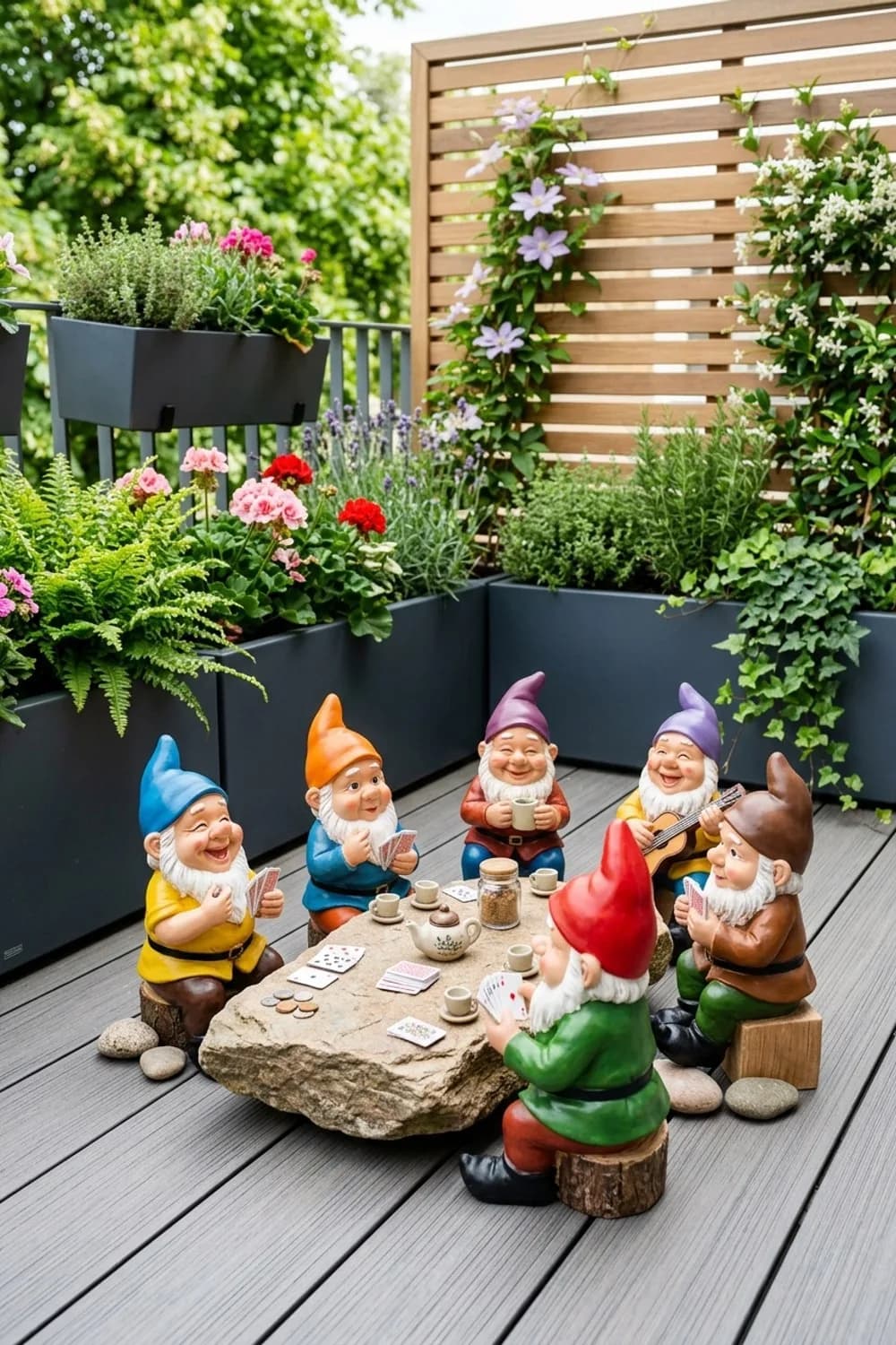 Als Zwergen-Gruppe: Die gesellige Versammlung – Gnome im Garten: 11 schöne Deko-Ideen