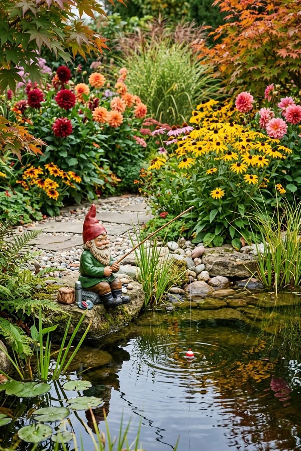 Am Gartenteich: Der geduldige Angler – Gnome im Garten: 11 schöne Deko-Ideen