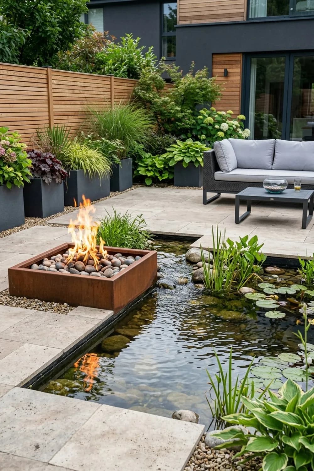 Der Grillplatz am Gartenteich: Feuer trifft Wasser – Grillecke im Garten: 11 schöne Ideen