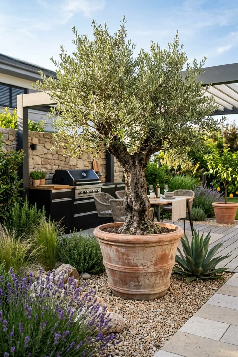 Die mediterrane Oase unter dem Olivenbaum: Urlaubsgefühle zu Hause – Grillecke im Garten: 11 schöne Ideen