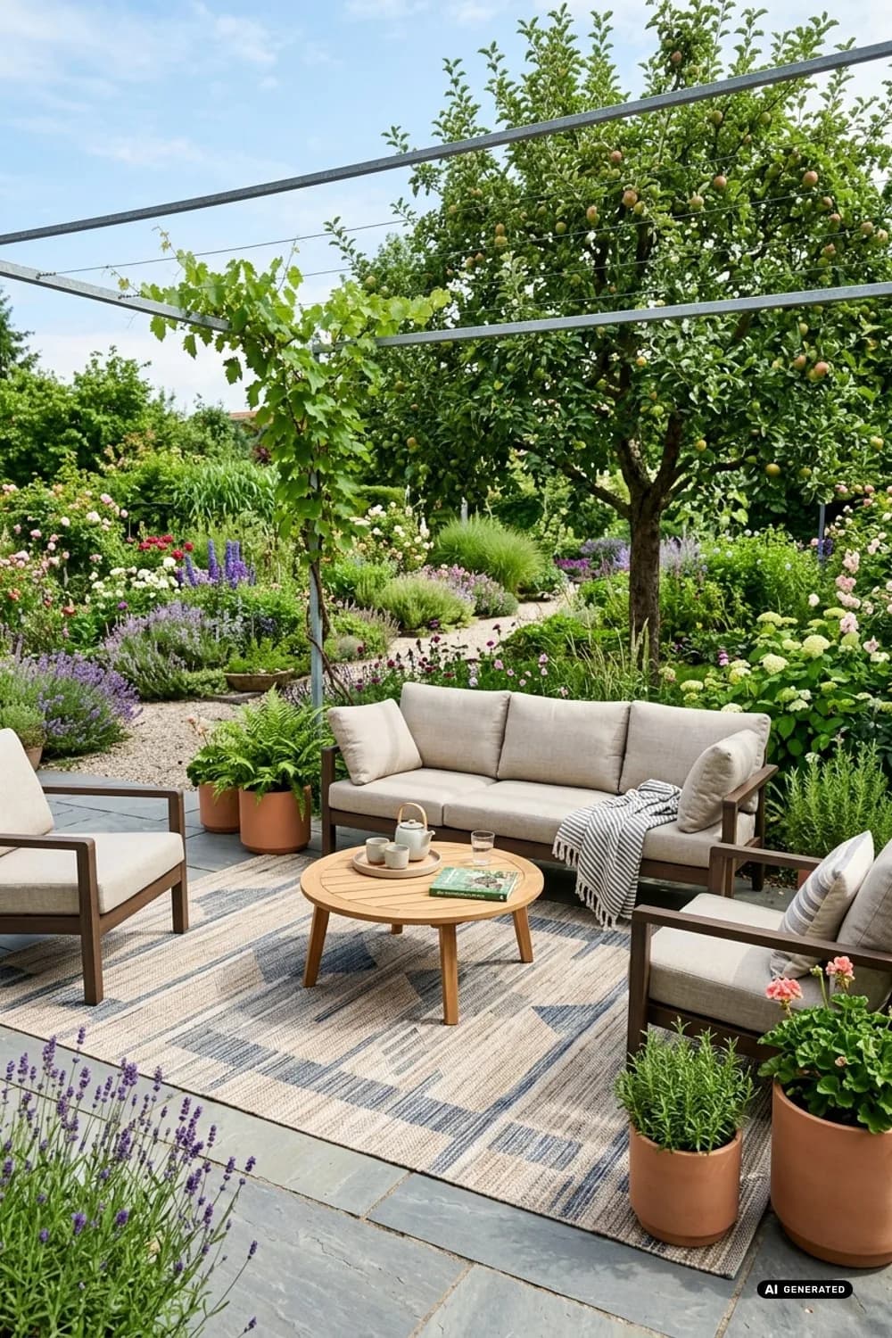 Outdoor-Teppiche auslegen: Wohnzimmer-Feeling unter freiem Himmel – Große Terrasse gemütlich gestalten: 9 schöne Ideen