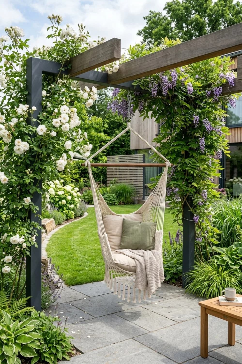 Die begrünte Pergola: Ein duftendes Refugium – Hängesessel im Garten: 7 gemütliche Ideen
