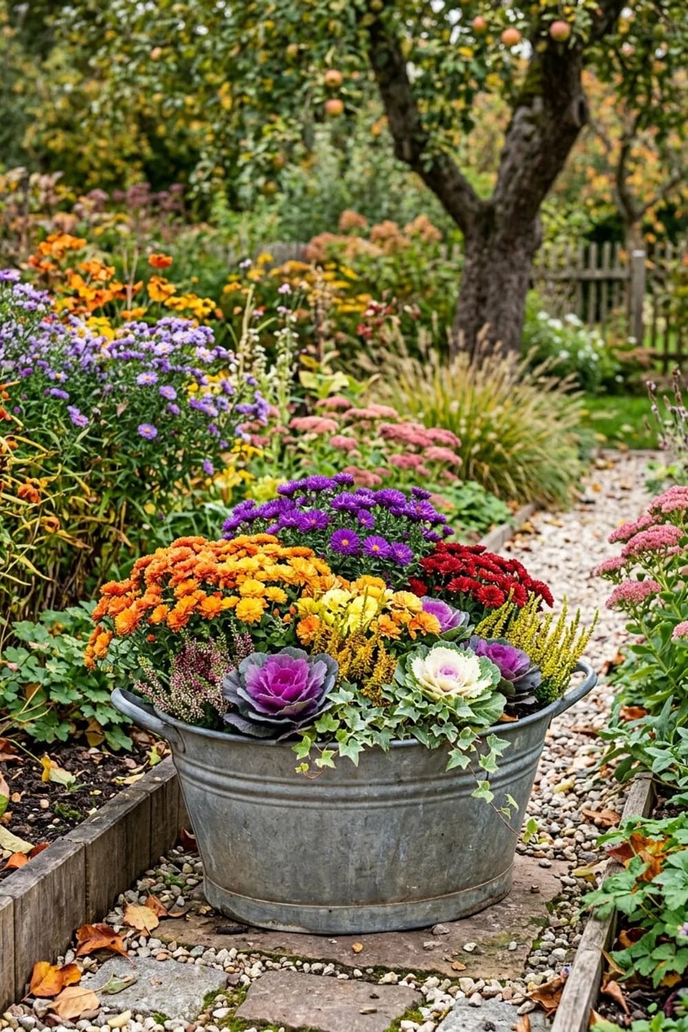 Bepflanzte Zinkwannen & Holzkisten: Upcycling mit Herbstflair – Herbstdeko im Garten: 9 schöne Ideen